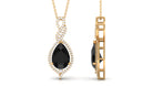 Created Black Diamond Teardrop Dangle Pendant with Diamond Accent Lab Created Black Diamond - ( AAAA ) - Quality - Rosec Jewels