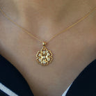 0.25 CT Natural Diamond Heart Gold Petal Flower Pendant Necklace Diamond - ( HI-SI ) - Color and Clarity - Rosec Jewels