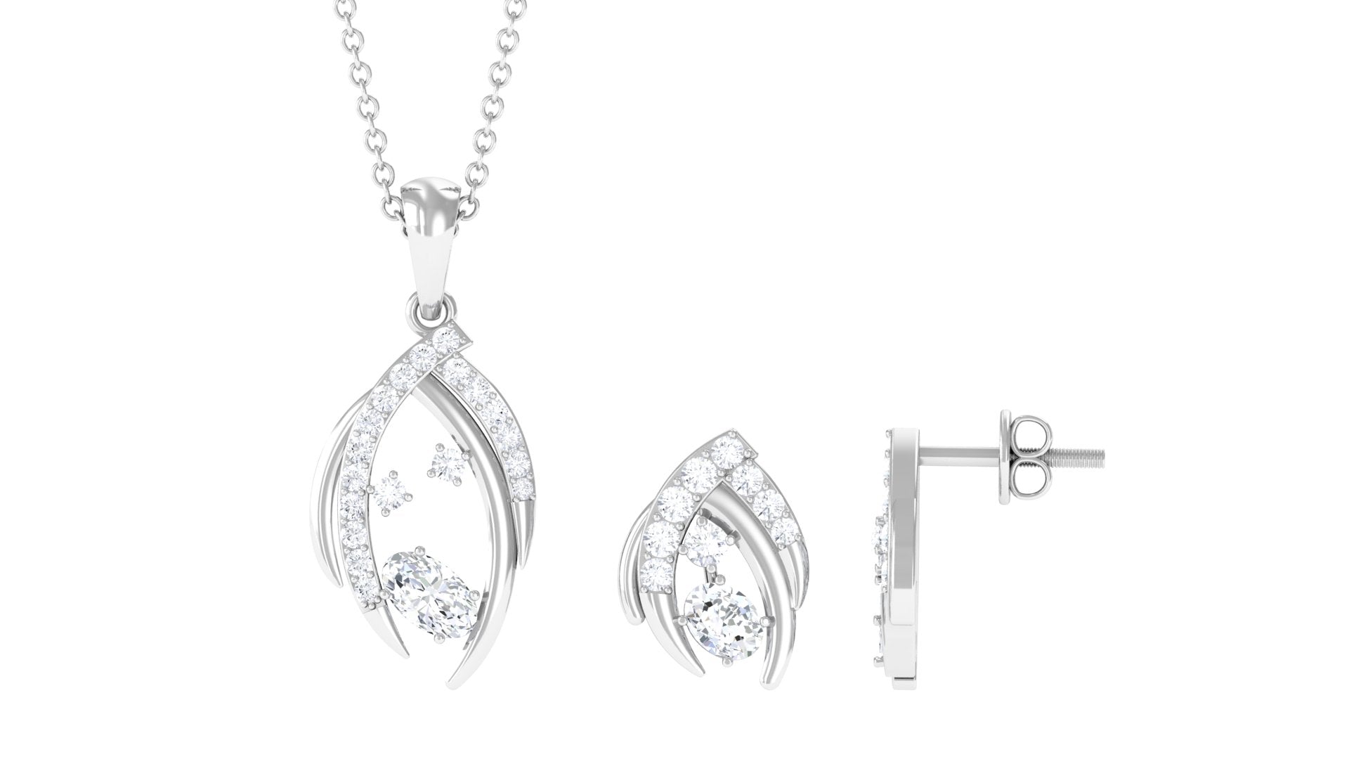 Minimal Moissanite Jewelry Set in Prong Setting Moissanite - ( D-VS1 ) - Color and Clarity - Rosec Jewels