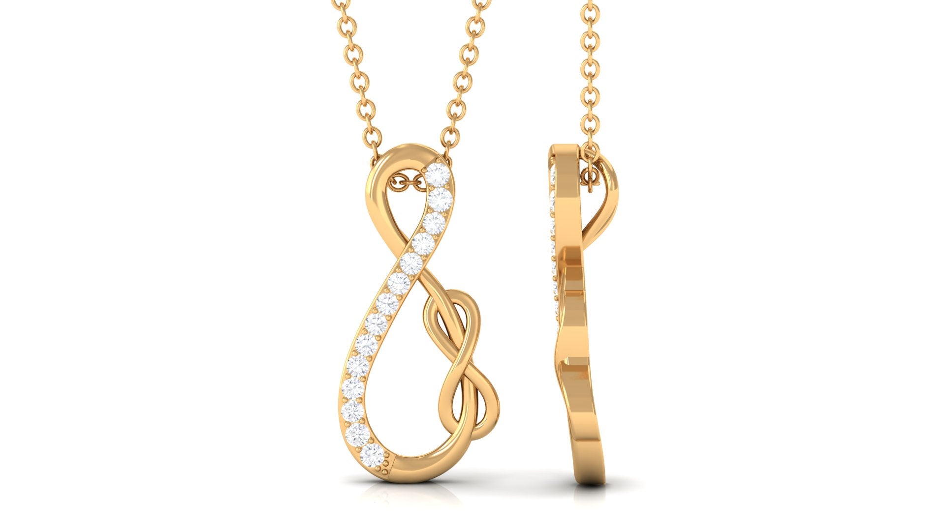 Interlock Infinity Pendant Necklace with Moissanite in Gold Moissanite - ( D-VS1 ) - Color and Clarity - Rosec Jewels