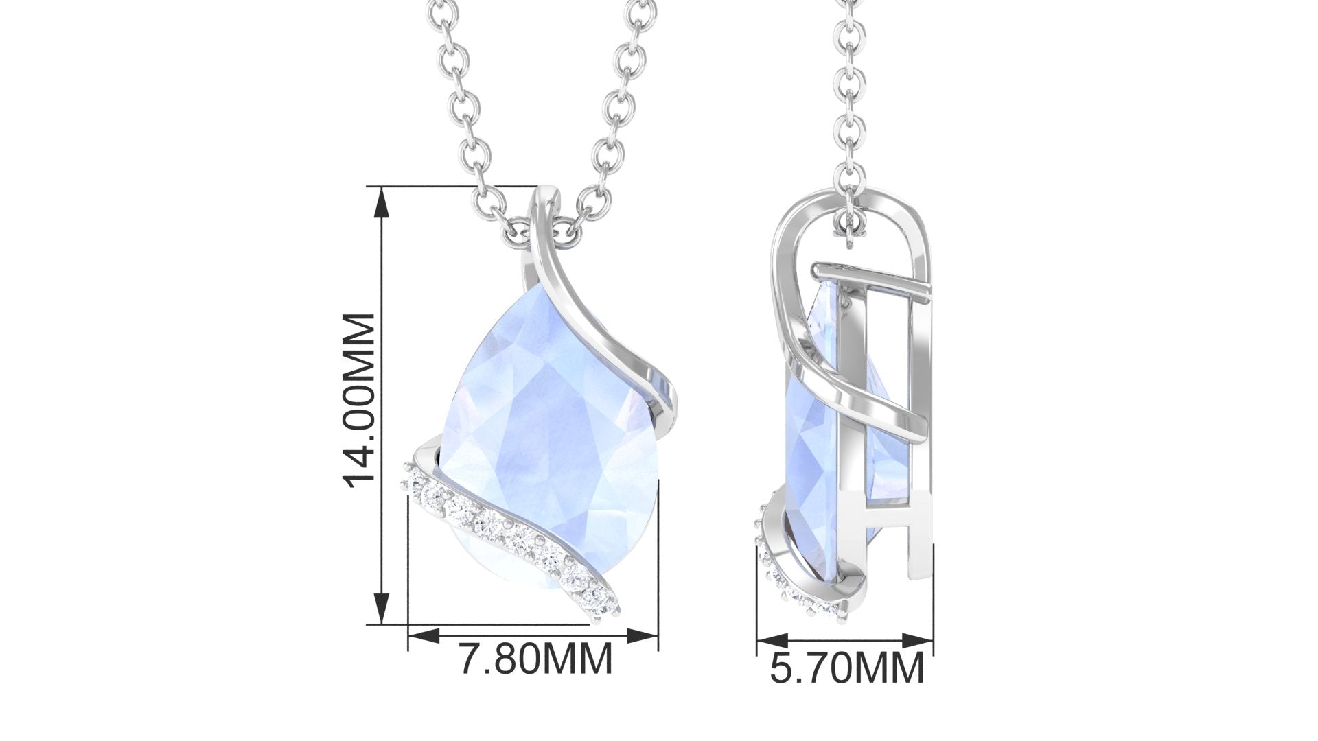 Pear Shaped Moonstone Solitaire Pendant Necklace Moonstone - ( AAA ) - Quality - Rosec Jewels