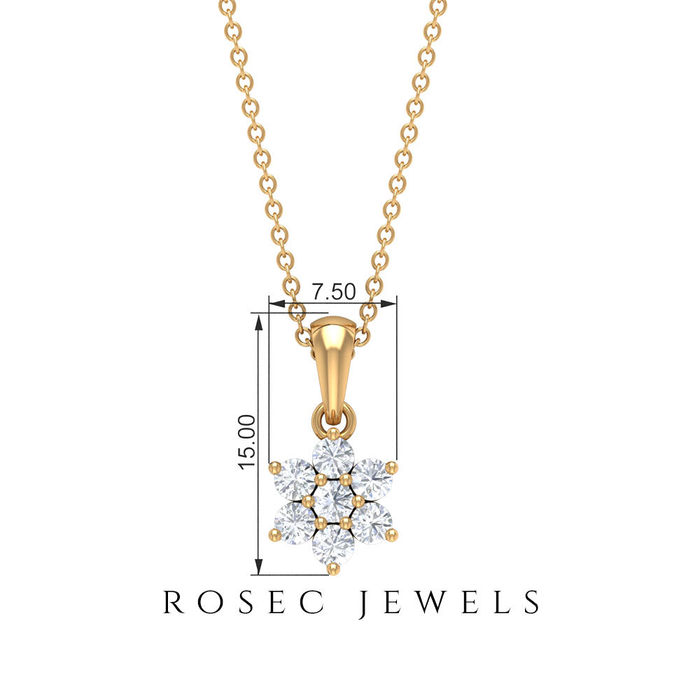 Beautiful Diamond Floral Pendant Necklace for women Diamond - ( HI-SI ) - Color and Clarity - Rosec Jewels