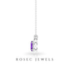 Oval Cut Amethyst and Diamond Halo Pendant Amethyst - ( AAA ) - Quality - Rosec Jewels