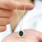 3 CT Oval Cut London Blue Topaz and Diamond Halo Pendant London Blue Topaz - ( AAA ) - Quality - Rosec Jewels