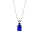 Emerald Cut Lab Created Blue Sapphire Solitaire Pendant Necklace Lab Created Blue Sapphire - ( AAAA ) - Quality - Rosec Jewels