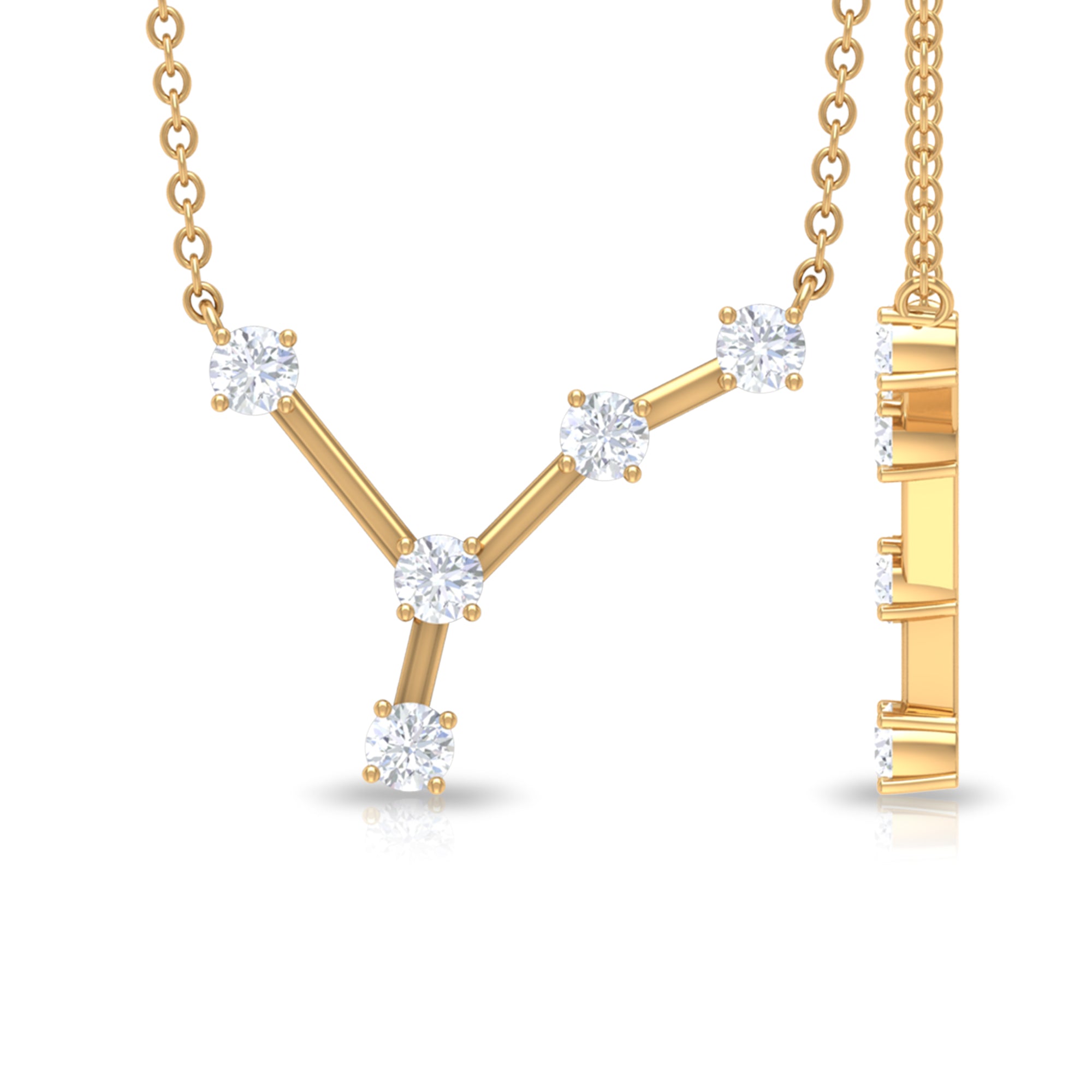 Diamond Cancer Zodiac Constellation Necklace Diamond - ( HI-SI ) - Color and Clarity - Rosec Jewels