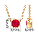 Bezel Set Round Ruby Solitaire Necklace Ruby - ( AAA ) - Quality - Rosec Jewels