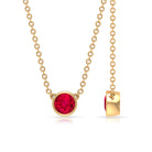 Bezel Set Round Ruby Solitaire Necklace Ruby - ( AAA ) - Quality - Rosec Jewels