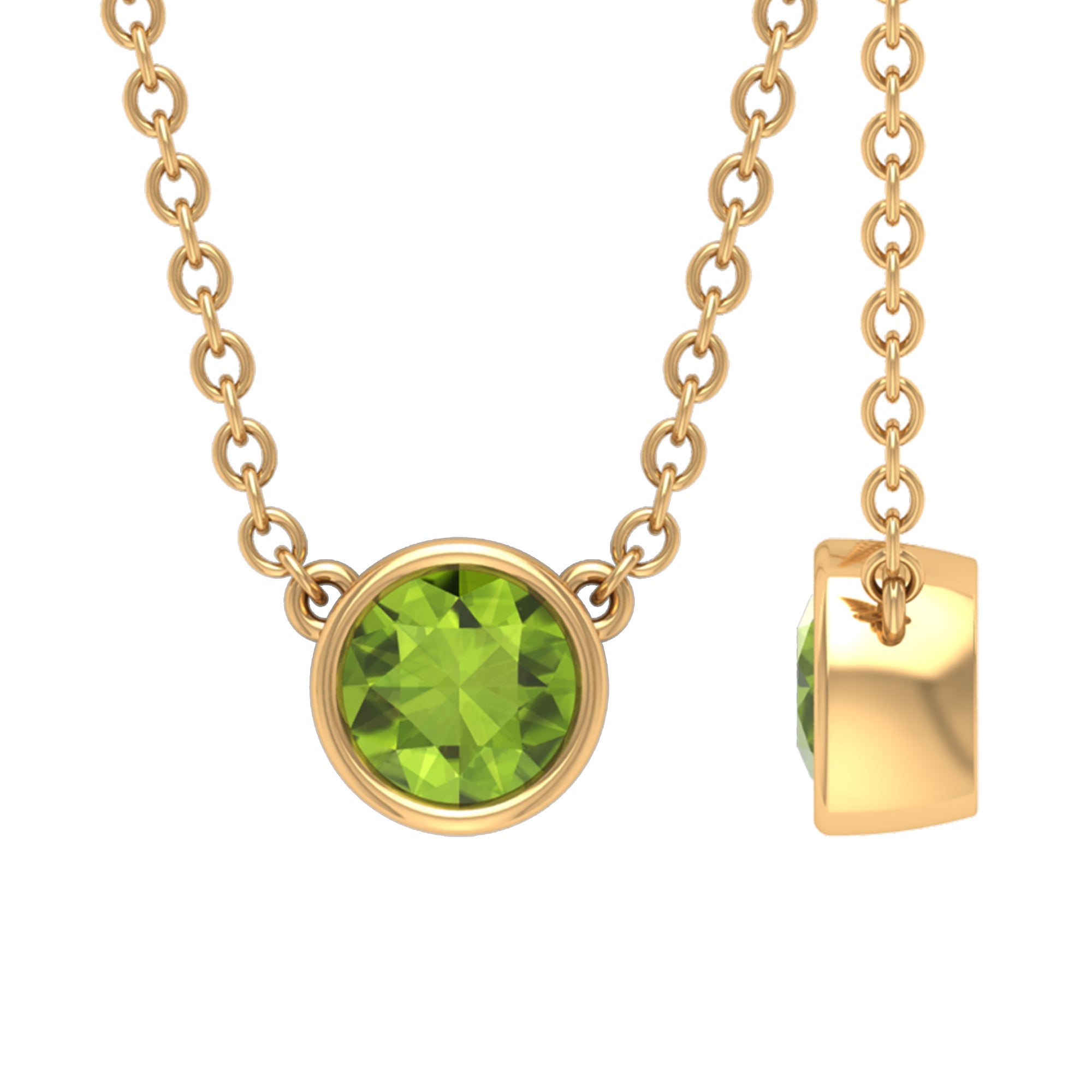 1/4 CT Round Cut Peridot Solitaire Necklace in Gold Peridot - ( AAA ) - Quality - Rosec Jewels