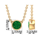 0.25 CT Round Cut Emerald Solitaire Necklace in Bezel Setting Emerald - ( AAA ) - Quality - Rosec Jewels