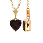 Heart Shape Garnet Solitaire Pendant Necklace Garnet - ( AAA ) - Quality - Rosec Jewels