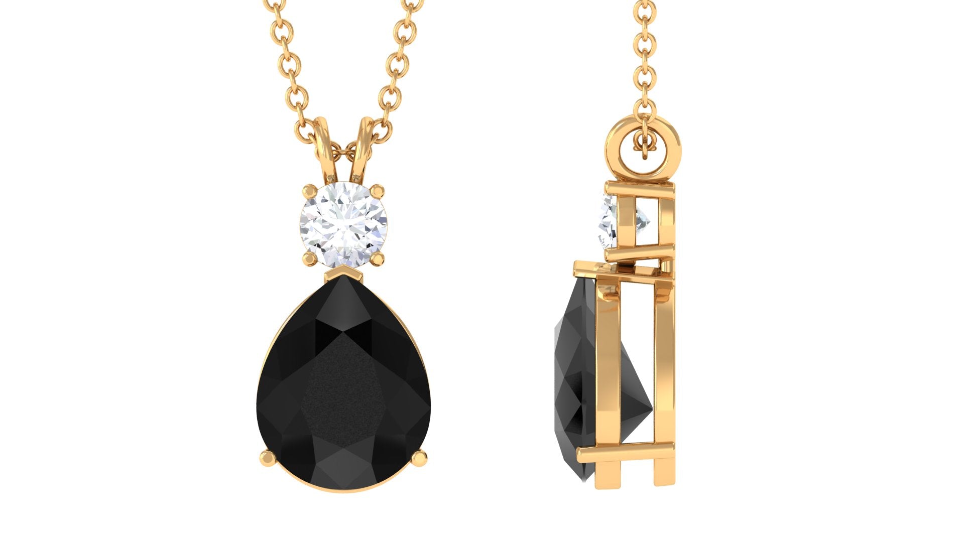 Pear Cut Created Black Diamond Drop Pendant with Moissanite Lab Created Black Diamond - ( AAAA ) - Quality - Rosec Jewels