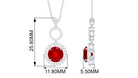 3 CT Created Ruby and Diamond Halo Dangle Pendant Lab Created Ruby - ( AAAA ) - Quality - Rosec Jewels