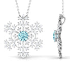 1 CT Snowflake Pendant Necklace with Aquamarine and Diamond Aquamarine - ( AAA ) - Quality - Rosec Jewels