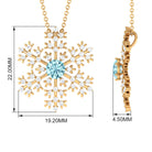 1 CT Snowflake Pendant Necklace with Aquamarine and Diamond Aquamarine - ( AAA ) - Quality - Rosec Jewels