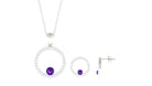 Real Amethyst and Moissanite Eternity Pendant Earrings Set Amethyst - ( AAA ) - Quality - Rosec Jewels