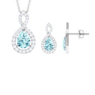 Aquamarine Teardrop Jewelry Set with Moissanite Infinity Aquamarine - ( AAA ) - Quality - Rosec Jewels