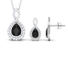 Real Black Onyx Infinity Jewelry Set with Moissanite Black Onyx - ( AAA ) - Quality - Rosec Jewels