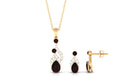 Pear and Round Shape Garnet and Diamond Dangle Jewelry Set Garnet - ( AAA ) - Quality - Rosec Jewels