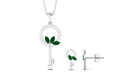 Marquise Cut Emerald and Diamond Key Pendant and Earrings Emerald - ( AAA ) - Quality - Rosec Jewels