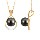 Black Tahitian Pearl and Diamond Teardrop Pendant Tahitian pearl - ( AAA ) - Quality - Rosec Jewels