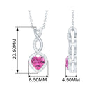 Heart Shape Pink Tourmaline and Diamond Infinity Dangle Pendant Pink Tourmaline - ( AAA ) - Quality - Rosec Jewels