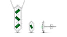 Contemporary Created Emerald and Diamond Dangle jewelry Set Lab Created Emerald - ( AAAA ) - Quality - Rosec Jewels