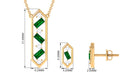 Contemporary Created Emerald and Diamond Dangle jewelry Set Lab Created Emerald - ( AAAA ) - Quality - Rosec Jewels