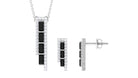 2 CT Baguette Cut Black Onyx Designer Bar Jewelry Set with Diamond Black Onyx - ( AAA ) - Quality - Rosec Jewels