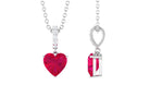 Heart Shape Ruby Solitaire Pendant with Diamond Accent Bail Ruby - ( AAA ) - Quality - Rosec Jewels