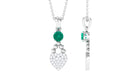 Round Shape Emerald and Diamond Heart Pendant Emerald - ( AAA ) - Quality - Rosec Jewels