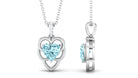 Heart Shape Aquamarine Leaf Pendant with Diamond Accent Bail Aquamarine - ( AAA ) - Quality - Rosec Jewels