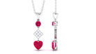 Round and Heart Shape Ruby Dangle Pendant with Diamond Ruby - ( AAA ) - Quality - Rosec Jewels