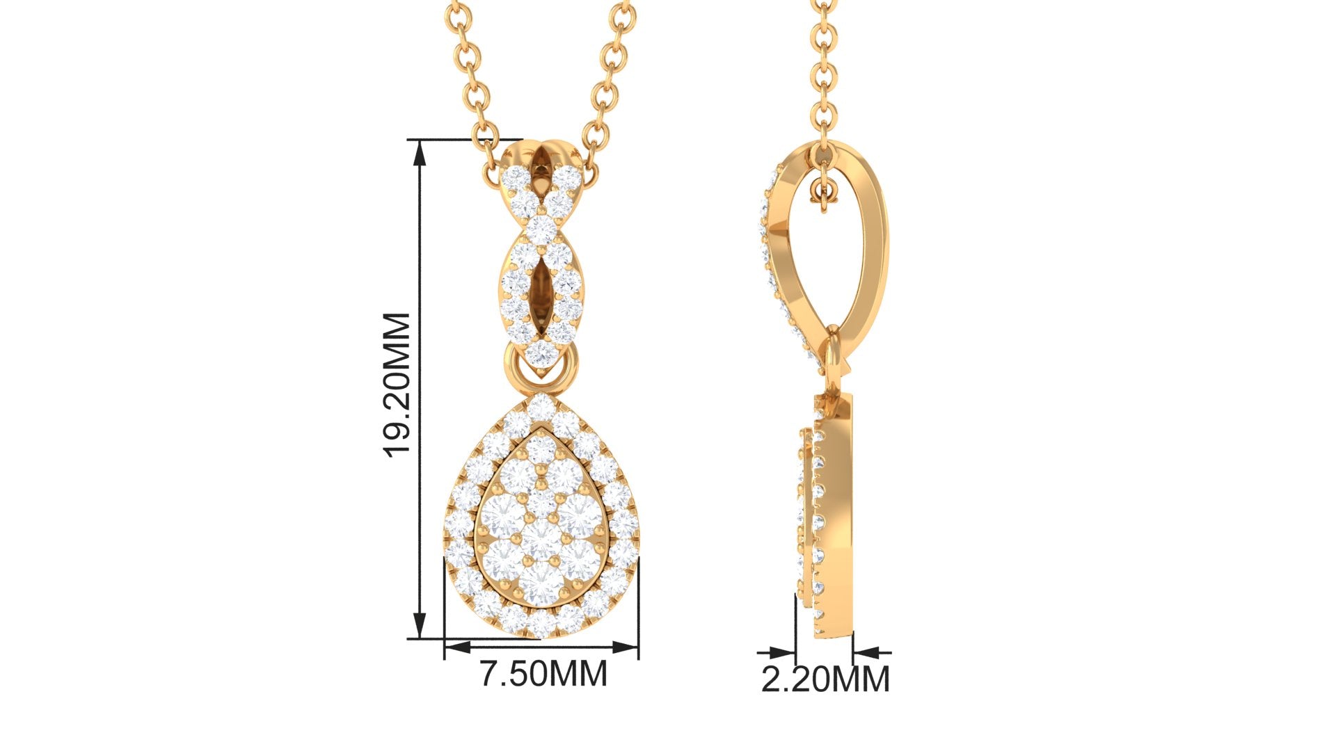 1/2 CT Diamond Infinity Teardrop Pendant Necklace in Gold Diamond - ( HI-SI ) - Color and Clarity - Rosec Jewels