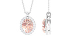 Oval Morganite Pendant Necklace With Diamond Accent Morganite - ( AAA ) - Quality - Rosec Jewels