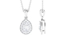 Minimal Lab Grown Diamond Teardrop Halo Pendant Lab Grown Diamond - ( EF-VS ) - Color and Clarity - Rosec Jewels