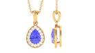 Tanzanite Teardrop Halo Pendant Necklace Tanzanite - ( AAA ) - Quality - Rosec Jewels