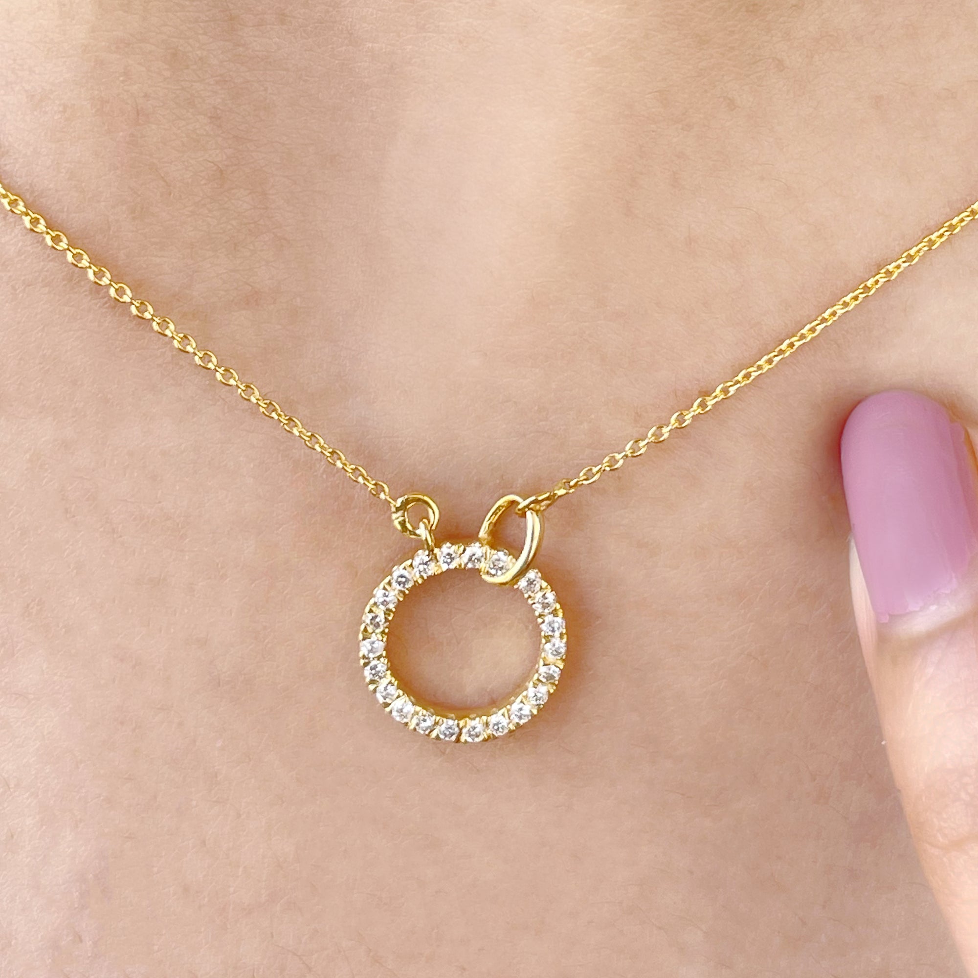 Natural Diamond Eternity Minimal Necklace Diamond - ( HI-SI ) - Color and Clarity - Rosec Jewels