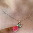 Created Emerald Heart Pendant Necklace Lab Created Emerald - ( AAAA ) - Quality - Rosec Jewels