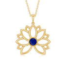 Lotus Flower Necklace with Blue Sapphire Blue Sapphire - ( AAA ) - Quality - Rosec Jewels