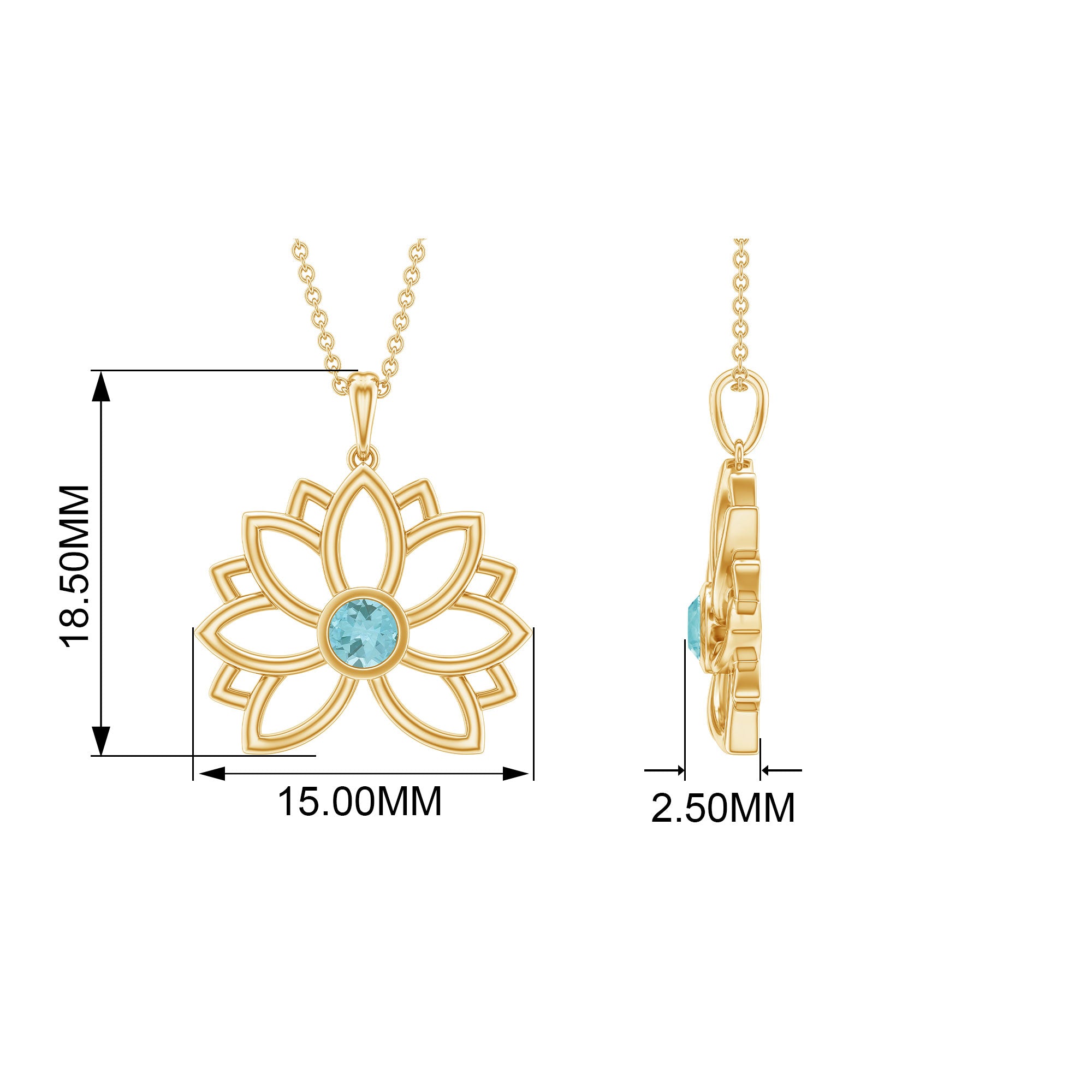 Lotus Flower Pendant with Bezel Set Sky Blue Topaz Solitaire Sky Blue Topaz - ( AAA ) - Quality - Rosec Jewels