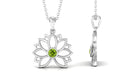 Gold Lotus Flower Pendant with 3 MM Round Cut Peridot Peridot - ( AAA ) - Quality - Rosec Jewels