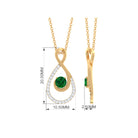 Elegant Emerald Infinity Pendant Necklace with Diamond Emerald - ( AAA ) - Quality - Rosec Jewels