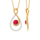 Ruby and Diamond Teardrop Pendant Necklace Ruby - ( AAA ) - Quality - Rosec Jewels