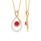 Ruby and Diamond Teardrop Pendant Necklace Ruby - ( AAA ) - Quality - Rosec Jewels