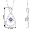 Genuine Tanzanite and Diamond Infinity Pendant Necklace Tanzanite - ( AAA ) - Quality - Rosec Jewels