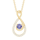 Genuine Tanzanite and Diamond Infinity Pendant Necklace Tanzanite - ( AAA ) - Quality - Rosec Jewels