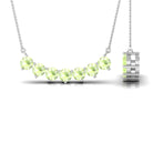 Seven Stone Peridot Bar Necklace Peridot - ( AAA ) - Quality - Rosec Jewels