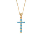 Cross Pendant Necklace For Women with 2 MM Aquamarine Aquamarine - ( AAA ) - Quality - Rosec Jewels