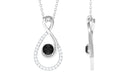 Real Black Onyx Infinity Pendant Necklace with Diamond Black Onyx - ( AAA ) - Quality - Rosec Jewels